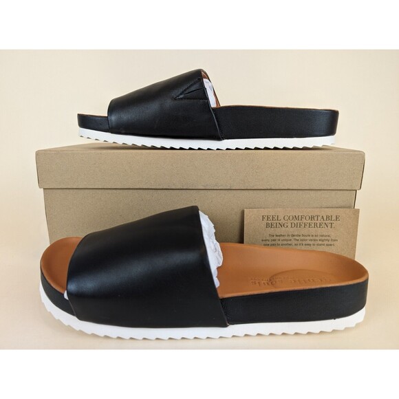 Gentle Souls Kenneth Cole Sandals Mens 9 Montauk One Band Slides Black Shoes NEW main image 10